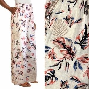 Briggs New York Floral Wide Leg Pants - Pink, Blue, Cream